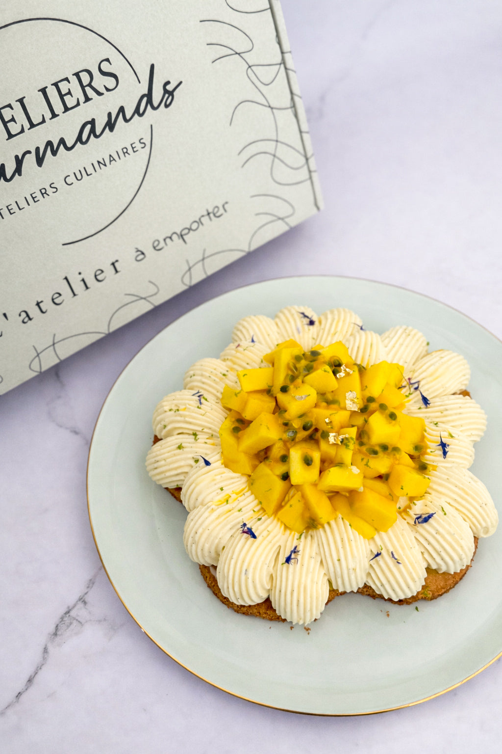 Tarte mangue passion vanille L’Atelier à emporter – box pâtisserie artisanale avril 2026